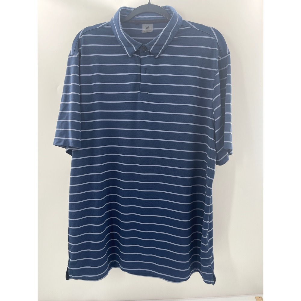 VRST Mens XL Striped Polo Shirt Blue Short Sleeve Golf Athletic